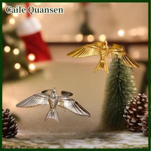 Caile Titanium Steel Peace Dove Open Rings Women Adjustable Punk Style High-End Retro Style Non Fading Jewelry Accessory