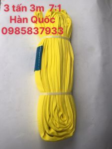 Dây cẩu hàng bản tròn 3 tấn 3 m tiêu chuẩn 7:1 Hàn Quốc dùng móc buộc cẩu kéo an toàn hiệu quả
