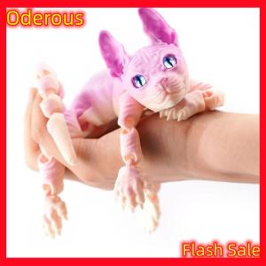 Oderous 3D Printed Sphynx Cat Animal Toy Realistic Hairless Figurine Cat Fidget Toy For Cat Lover Collector Home Decoration