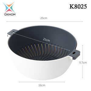 Oxihom K802 Series Mangkok Baskom Saringan Ganda Buah dan Sayur Drain Basket