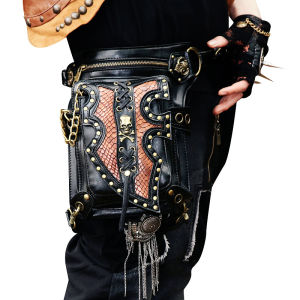 2025 New fashion womens bag steampunk biker bag shoulder crossbody bag womens European and American waist bag mens  drop shipping