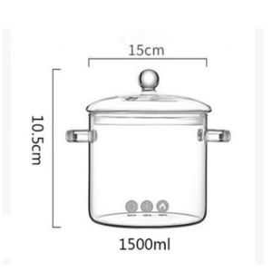 1.5/1.9L high borosilicate glass soup pot with ceramic glass double-ear noodle bowl