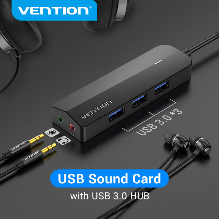 【COD】Vention USB HUB 3 Port USB 3.0 HUB Mix Sound Card with Power ...