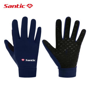 Santic Cycling Gloves Men Women Thermal Full Finger with Touch Function Shockproof Bike Bicycle Gloves