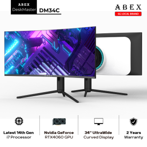 ABEX DM34C / All In One Desktop PC / 34" UltraWide Curved Display / i7-14700 / RTX 4060 / 64GB RAM / 1TB / SG Local Brand