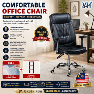 Office Chair Black Hitam Kerusi Pejabat Office Study Adjustable Chair Kerusi Computer Furniture Perabot Ready Stock