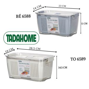 Bộ Hộp Đựng Thực Phẩm Có Lỗ Thoát Nước Việt Nhật 6588/89 Hộp Bảo Quản Đồ Ăn 2 Lớp - TADAHOME