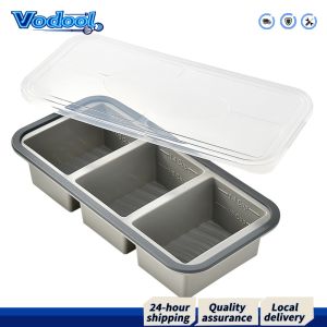 【Fast delivery】 Leakproof Silicone Ice Cube Mould with Lid for Freezing Liquids Soups and Sauces Large Food Storage Container for Meal Preparation