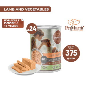PetMarra Natural Meat Loaf Adult Dog Wet Food Can Lamb with Vegetables Flavor 375g BUNDLE of 24 dogs foods all breeds
