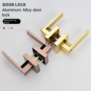 Indoor Door Lock Aluminum Alloy Handle  Adjustable Room Wooden Door Handle Square Minimalist American Heavy-duty Three Bar Lock
