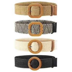 WININ Fashion Elastic Bohemian Wide Waist Belt Braided Waistbelt Straw Belt