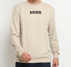 Sweater Crewneck Casual Outdoor Pria/Wanita Lengan Panjang l Sweter Basic Bahan Kain Flecee Tebal Warna Krem Ukuran Besar dan Kecil Ready Size S/M/L/XL/XXL/3XL Bisa COD atau Bayar Ditempat