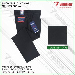 (Freeship) Quần kaki nam trung niên 1 ly classic Vĩnh Tiến vải 100% cotton màu trơn 499