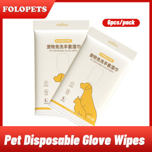 FOLOPETS 6/8Pack Pet Grooming Gloves for Cats and Dogs - Odor Control & Freshness Wipes Comfortable Single Use Waterproof Bacterial Protection