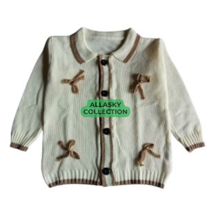 Cardigan Rajut Rajut Kancing Lengan Panjang Motif Polos untuk Anak Perempuan 2-12 Tahun