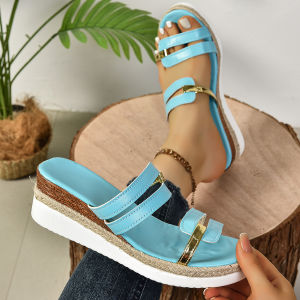 [Free Shipping] New Plus-Size WomenS Sandals Versatile Summer Wedge Roman-Style Shoes WomenS Thick-Soled Platform Sandals