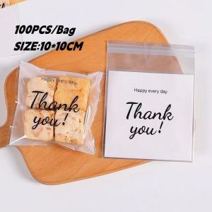 100pcs Cookie Bag Packaging Thank you Baking Cookie Candy for Pastry Bag Packaging Gift Food Bag