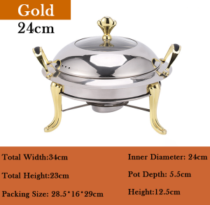 Stainless Chafing Dish Food Warmer With Cover Alcohol Stove Hot Pot Buffet Tray With Anti-Scalding Handle Heater Server Fuel Holder Tray Removable Small Chafing Dish Solid Fuel Boiler Cooking Hot Pots For Household Camping Party Silver Food Warmer 18/24cm