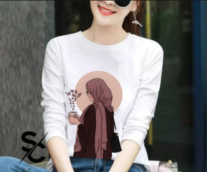 shine-KAOS WANITA  LENGAN PANJANG  BAHAN COTTON COMBED 24s BASIC T-SHIRT / HJB #12
