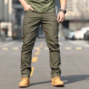 IX9 Mens Tactical Cargo Pants Waterproof Multi-Pocket Slim Fit Straight Casual Work Hiking Outdoor Military Trousers