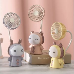 Kipas Elektrik + Lampu Kartun Cewe Anak Anak Imut Daya USB Fungsi Meja Desktop Lampu Tidur + Kipas 3 Kecepatan - Kipas Meja Lucu