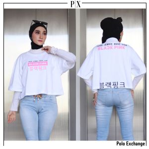 Baju Kaos Crop Top Oversize Wanita Dewasa Tshirt Cewek Pendek Ootd Kekinian Style Korea 10096