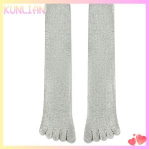 [KUNLIAN] Men Toe Socks Long Cotton Simple Business Stockings Breathable 5 Finger Socks Calf For 4 Seasons