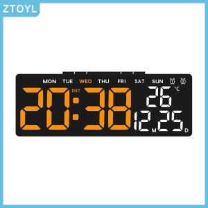 ZTOYL Digital Wall Clocks LED Alarm Clock Large Display Table Clock Wall-mounted Multi-functional Temperature Date Calendar Home 12 24H Voice Control Degital For Bedroom Living Room Home Decor