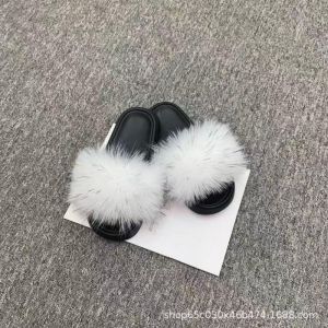 WomenS Outdoor Fashionable Raccoon Fur Casual Slippers Large Size WomenS Sandals
