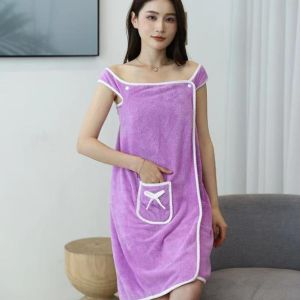 Khăn Choàng Tắm Nữ Có Tay Xỏ Giá Tốt Khăn Tắm Quấn Body Cotton Thấm Hút Nhanh Váy Quấn Có Túi