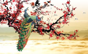 Tranh dán tường 3d Công phú quý kt 80CM*1M2