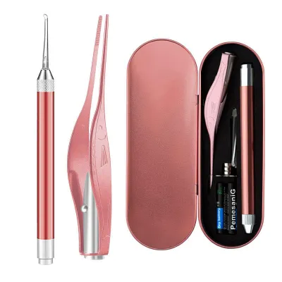 Children LED Flashlight Ear Pick Ear Wax Removal Tool Luminous Ear Cleaning Tools Kit for Kids and Adults Earwax Spoon Ear Cleaner with a Storage Box