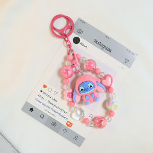 Cartoon Stitch Keychain Pendant 3D Cute Bead DIY Accessories Bag Hanging Mobile Phone Chain