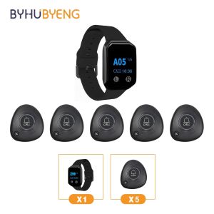 2026 BYHUBYENG Restaurant Pager System Waterproof Waiter Watch Receiver + Wireless Call Button For Food truck Fitness Club Cafe Bar