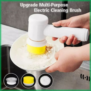 Wireless Cleaning Brush 5 in 1 Electric Handheld Bathroom Sink Wash Brush USB Rechargeable Housework Kitchen Dishwashing Brush Bathtub Tile Toilet Tub Brush Cleaner Tool Professional Cleaning Brush Labor Saving