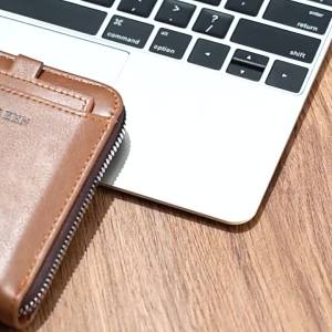 AECarrKen New mens wallet vintage square bag zippered coin purse card and ID holder bag