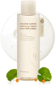 HEVEBLUE Salmon Caring Centella Toner - Salmon PDRN pH 5.5 Salmon Egg Extract Centella Madecassoside Restore and Rejuvenate Refine Skin Texture Low Irritation Korean Skincare K-Beauty