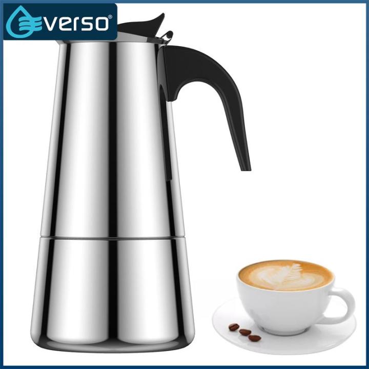 Everso Espresso Maker Induction Coffee Maker Stainless Steel Stovetop
