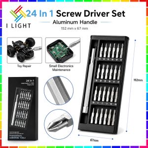 (Fast Delivery)24 In 1 Magnetic Screw Driver Set Aluminum Handle Multi Computer PC Mobile Phone Device Repair