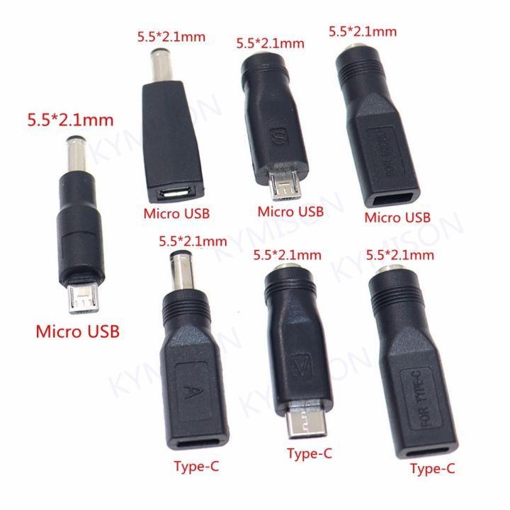 1pcs Type C / Tablet Micro USB 2.0 to DC 5.5x2.1 mm Power Jack Adapter ...