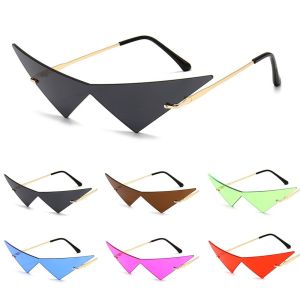 OUREAL Vintage Hip Hop Ocean Lens Rimless Sun Glasses Women Triangle Sunglasses Sunglasses Eyewear