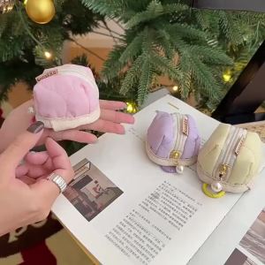 Cloth Earphone Bag Quilted Soft small pouch for AirPods Cotton Cover cable orgnizer