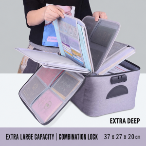 【Pure Care】 5-Layer Lockable Document Organiser for Passports and Family Files