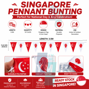 【Local Ready Stock】 NDP Singapore Red & White Triangular Flag Bunting Banner 3.5M/5M National Day Party Decoration