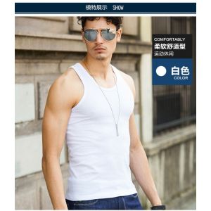 Thick threaded casual vest mens solid color youth self-cultivation breathable cotton sports sando