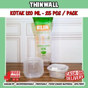 Kotak makan plastik 120ml / kotak makan plastik square / Thinwall KOTAK KLIR mini 120ml + Tutup cup dessert kue tart 1 pack isi 25 pcs anti bocor rapat ANTI PECAH / KOKOH / BENING