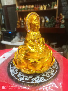 Tượng Phật Quan Âm Để Xe Ô Tô Hai Mặt Đính Đá