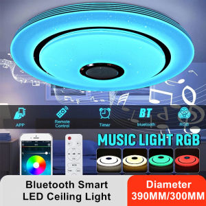 Angelila Đèn Trần LED 60W Đường Kính 40Cm Thay Đổi Màu RGB Có Thể Điều Chỉnh Độ Sáng Với Điều Khiển Từ Xa Và Âm Nhạc Loa Bluetooth Và Đèn Âm Trần Gắn Trên Bề Mặt Chức Năng Bộ Nhớ Cho Phòng Trẻ Em Phòng Khách Khách Sạn Phòng Ngủ