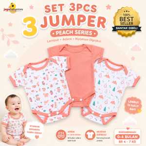 Jagobabystore Bodysuit 3 pcs Jumper Bayi Baby Newborn Pendek Kado Baby