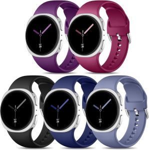 Sport Band for Samsung Galaxy Watch 8/9 40mm 44mm/Watch 8 Classic 46mm Soft Breathable Silicone 5 Pack No Gap Waterproof Replacement Strap Lightweight Daily & Workout Watch Bands for Men Women